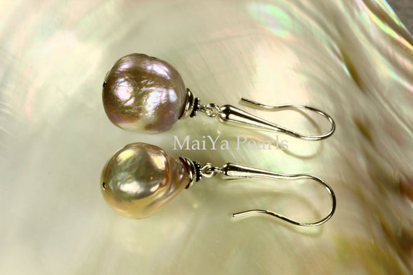 Earrings - Imperfect Beauty of Kasumi-like Freshwater Pearl Purple