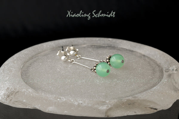 Earrings - Silver Chrysoprase (Australian Jade)